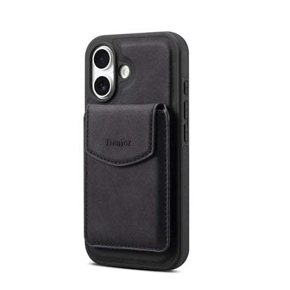 For iPhone 16 Denior D19 Skin Feel MagSafe Detachable Card Slot Phone Case(Black) - iPhone 16 Cases by Denior | Online Shopping UK | buy2fix