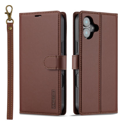 For iPhone 16 Plus LC.IMEEKE L2 Series Detachable Magsafe PU Phone Case with Lanyard(Brown) - iPhone 16 Plus Cases by LC.IMEEKE | Online Shopping UK | buy2fix