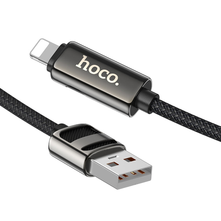 hoco U137 USB to 8 Pin Line 2.4A Charging Data Cable with Display, Length:1.2m(White) - Normal Style Cable by hoco | Online Shopping UK | buy2fix