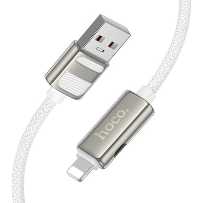 hoco U137 USB to 8 Pin Line 2.4A Charging Data Cable with Display, Length:1.2m(White) - Normal Style Cable by hoco | Online Shopping UK | buy2fix