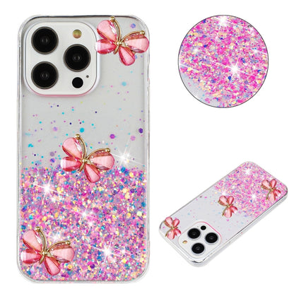 For iPhone 16 Pro Max Luminous Starry Sky Glitter Butterfly TPU Phone Case(Pink) - iPhone 16 Pro Max Cases by buy2fix | Online Shopping UK | buy2fix