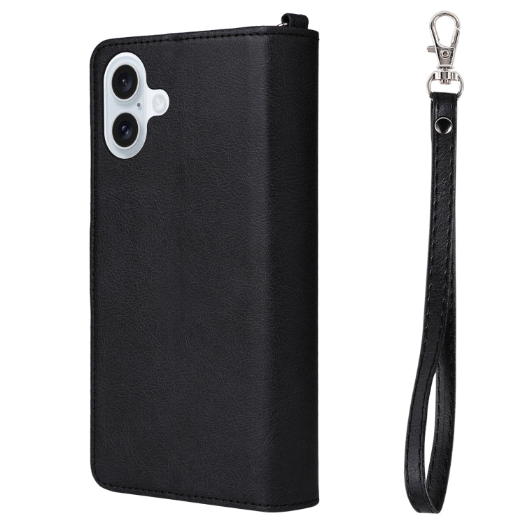 For iPhone 16 Plus Solid Color 2 in 1 Zipper Shockproof Phone Case(Black) - iPhone 16 Plus Cases by buy2fix | Online Shopping UK | buy2fix