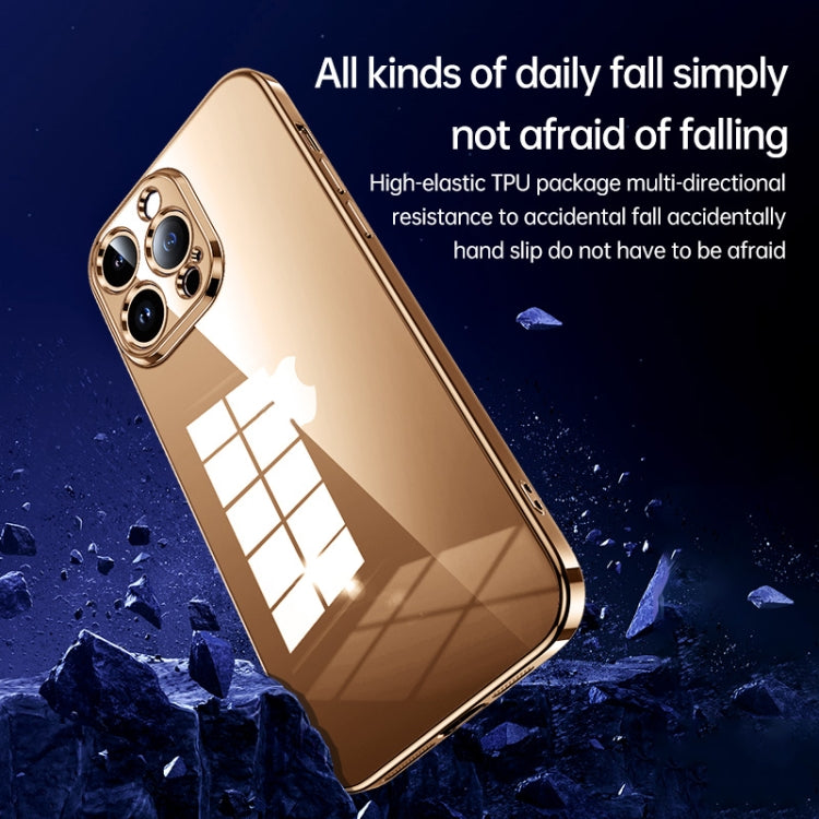 For iPhone 16 SULADA Shine Through Series Plating TPU Transparent Phone Case(Gold) - iPhone 16 Cases by SULADA | Online Shopping UK | buy2fix