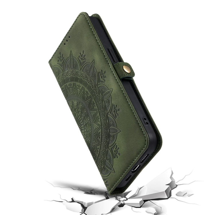 For iPhone 16 Skin Feel Totem Embossed Leather Phone Case(Deep Green) - iPhone 16 Cases by buy2fix | Online Shopping UK | buy2fix