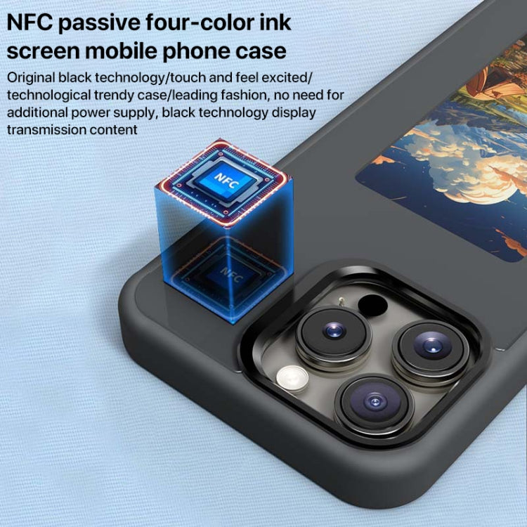 For iPhone 16 Plus Four-Color E-ink Screen NFC DIY Phone Case(Blue) - iPhone 16 Plus Cases by buy2fix | Online Shopping UK | buy2fix