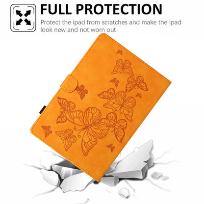 For iPad Pro 11 2024 Butterflies Embossed Leather Smart Tablet Case(Yellow) - iPad Pro 11 2024 Cases by buy2fix | Online Shopping UK | buy2fix