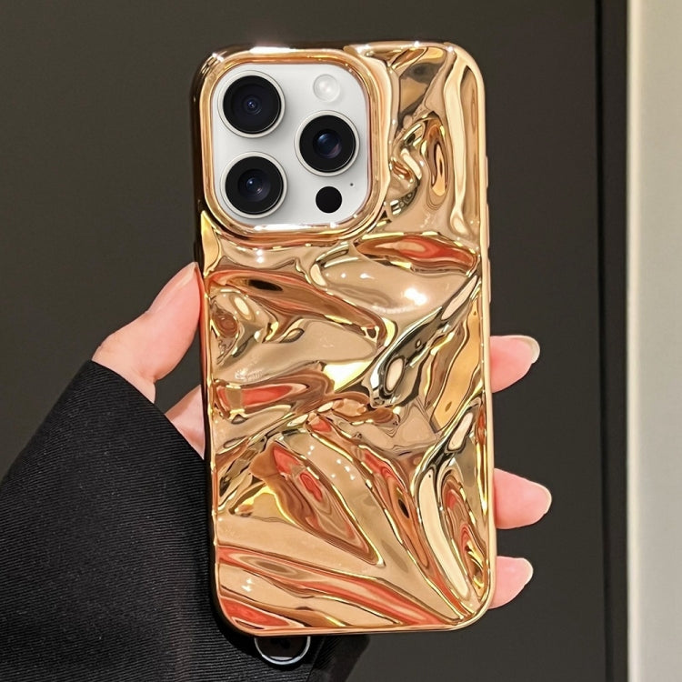 For iPhone 16 Pro Max Water Ripple Electroplating Paint TPU Phone Case(Bright Gold) - iPhone 16 Pro Max Cases by buy2fix | Online Shopping UK | buy2fix