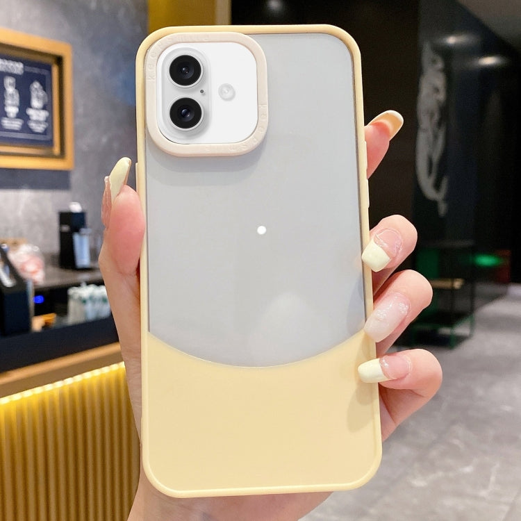 For iPhone 16 Dual Color Stitching PC Hybrid TPU Phone Protective Case(Yellow) - iPhone 16 Cases by buy2fix | Online Shopping UK | buy2fix