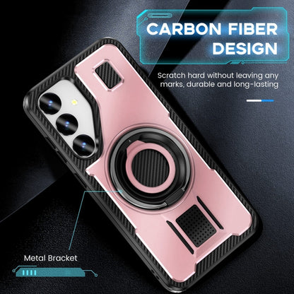 For Samsung Galaxy S25+ 5G Ring Holder Carbon Fiber PC Hybrid TPU Phone Case(Rose Gold) - Galaxy S25+ 5G Cases by buy2fix | Online Shopping UK | buy2fix