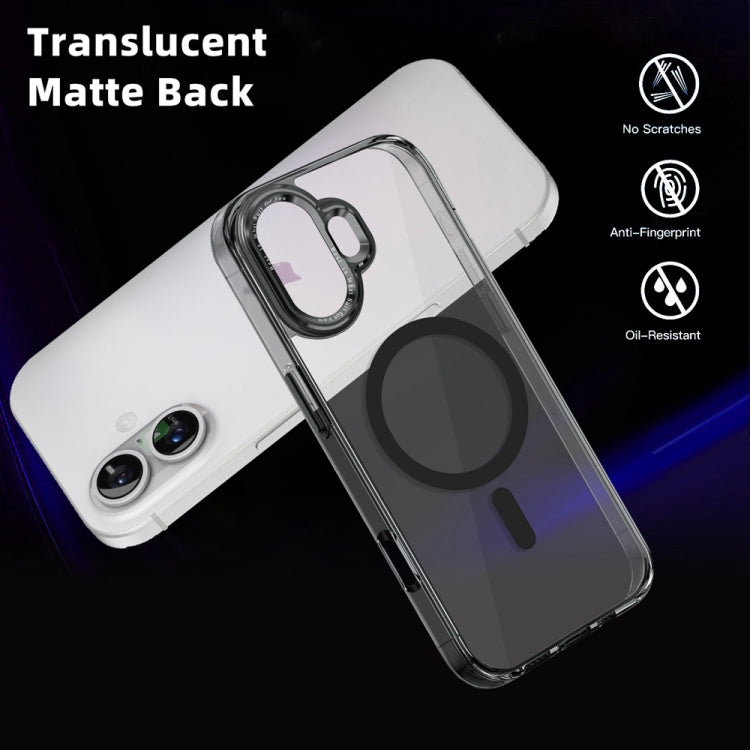 For iPhone 16 Ice Color Magnetic Series Magsafe Magnetic PC Hybrid TPU Phone Case(Black) - iPhone 16 Cases by buy2fix | Online Shopping UK | buy2fix