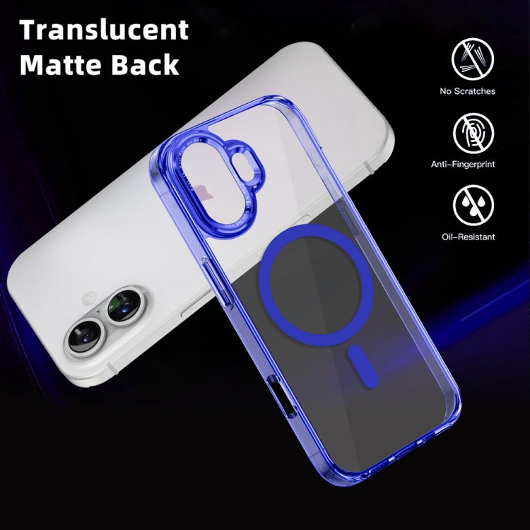 For iPhone 16 Ice Color Magnetic Series Magsafe Magnetic PC Hybrid TPU Phone Case(Blue) - iPhone 16 Cases by buy2fix | Online Shopping UK | buy2fix