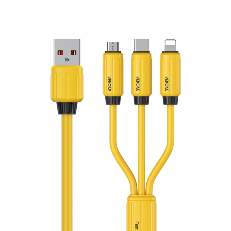 WK WDC-30 Elastic Silicone 1.2m 66W USB to 8 Pin / Type-C / Micro USB Fast Charging Data Cable(Yellow) - Multifunction Cable by WK | Online Shopping UK | buy2fix