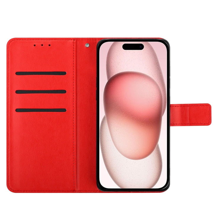 For iPhone 16 Plus Flower Embossed Leather Phone Case(Red) - iPhone 16 Plus Cases by buy2fix | Online Shopping UK | buy2fix