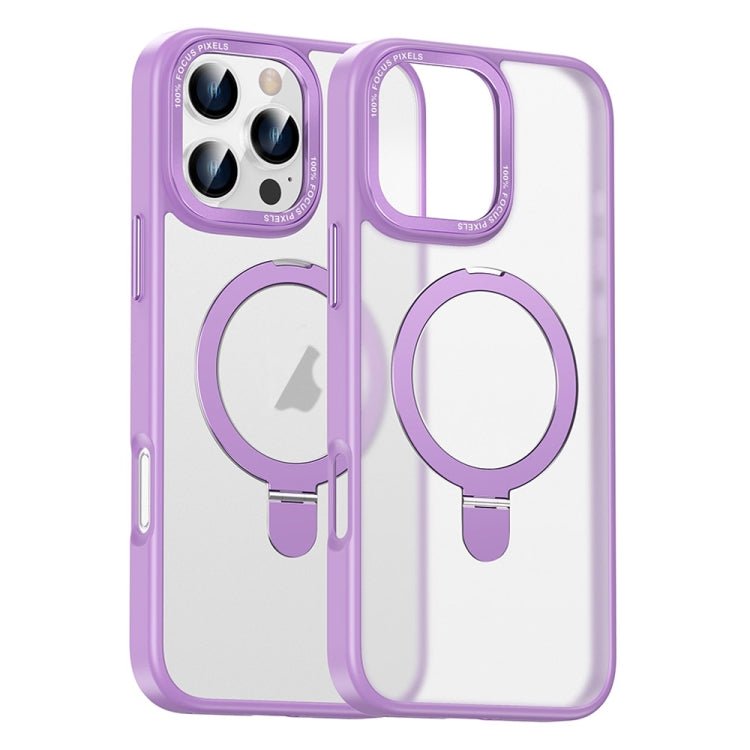 For iPhone 16 Pro Max Skin Feel MagSafe Magnetic Holder Phone Case(Purple) - iPhone 16 Pro Max Cases by buy2fix | Online Shopping UK | buy2fix