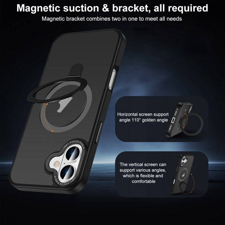 For iPhone 16 Pro Skin Feel MagSafe Magnetic Holder Phone Case(Dark Blue) - iPhone 16 Pro Cases by buy2fix | Online Shopping UK | buy2fix