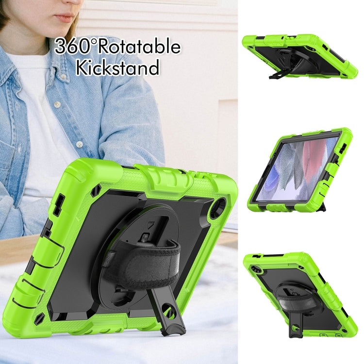 For Samsung Galaxy Tab A7 Lite T220 Silicone Hybrid PC Tablet Case with Shoulder Strap(Black + Yellow Green) - Tab A7 Lite T220 / T225 by buy2fix | Online Shopping UK | buy2fix