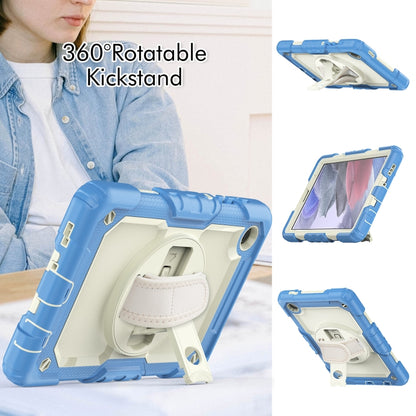 For Samsung Galaxy Tab A7 Lite T220 Silicone Hybrid PC Tablet Case with Shoulder Strap(Beige + Cyan-blue) - Tab A7 Lite T220 / T225 by buy2fix | Online Shopping UK | buy2fix