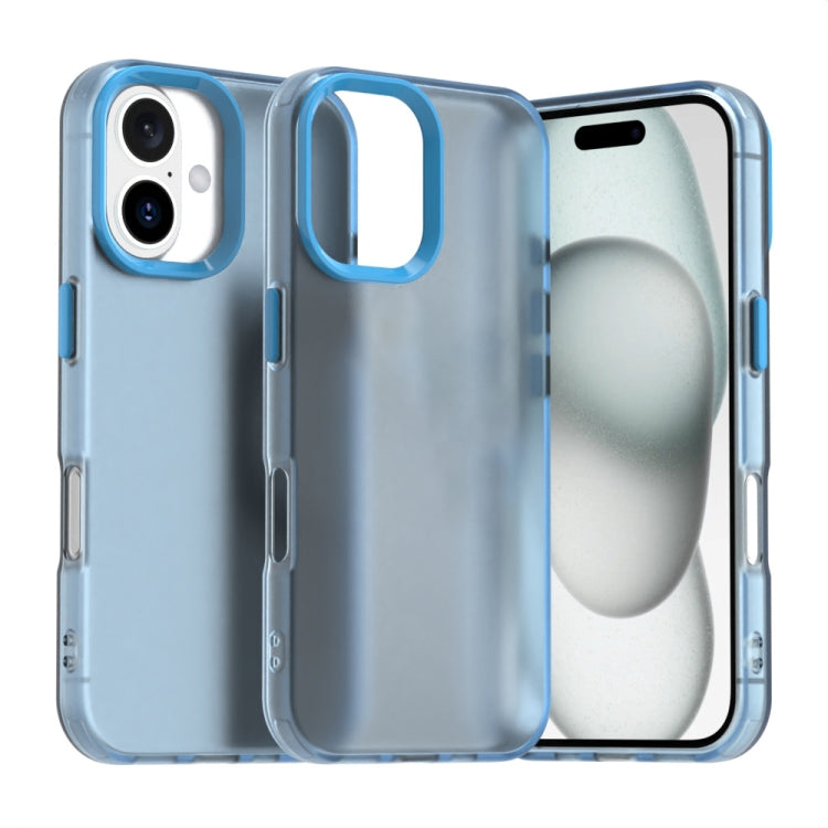 For iPhone 16 Plus Candy PC Hybrid TPU Shockproof Phone Case(Blue) - iPhone 16 Plus Cases by buy2fix | Online Shopping UK | buy2fix