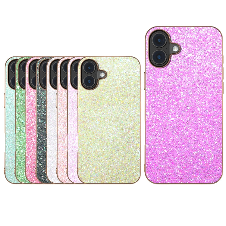 For iPhone 16 Electroplating Frame Colorful Glitter Phone Case(Gold) - iPhone 16 Cases by buy2fix | Online Shopping UK | buy2fix