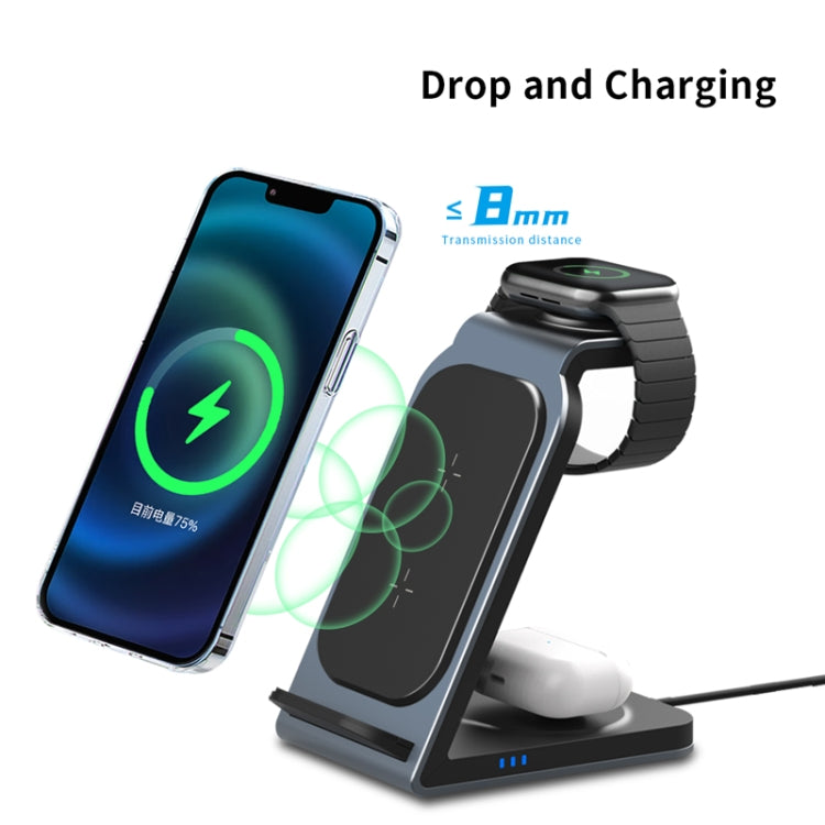 SW17 3 in 1 Metal Vertical Wireless Charger(Tarnish) - Wireless Charger by buy2fix | Online Shopping UK | buy2fix