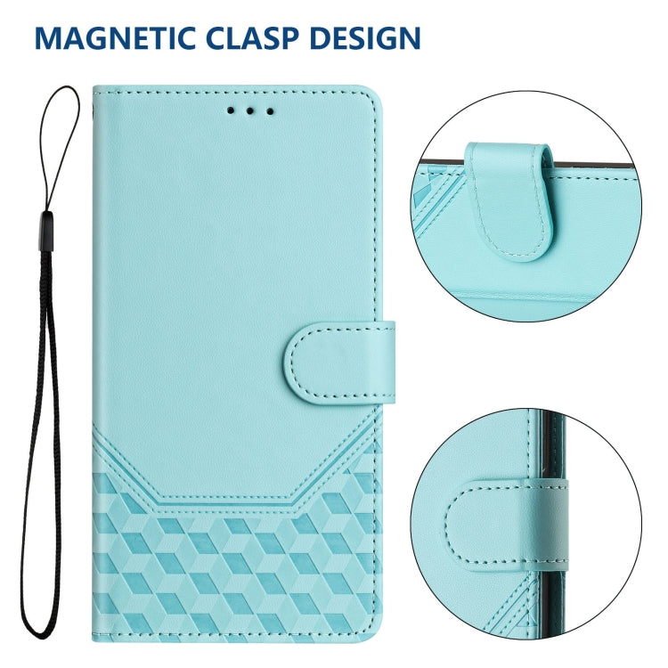 For Boost Mobile Celero 5G 2024 Honeycomb Embossing RFID Leather Phone Case(Mint Green) - More Brand by buy2fix | Online Shopping UK | buy2fix