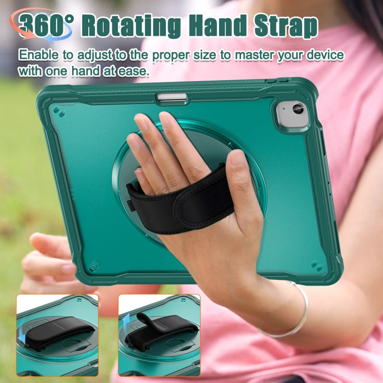 For iPad Air 13 2024 Heavy Duty Hybrid Tablet Case with Hand Grip & Strap(Dark Green) - iPad Air 13 2024 Cases by buy2fix | Online Shopping UK | buy2fix