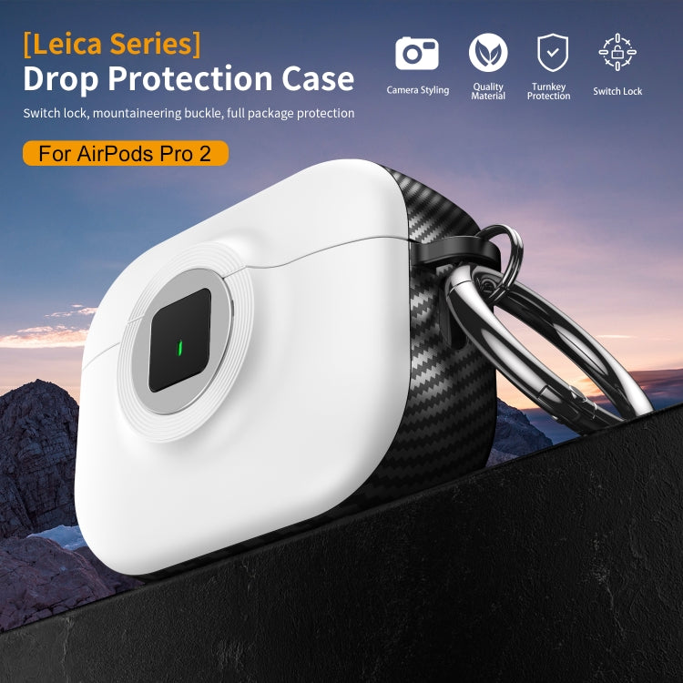 For AirPods Pro Camera Series PC + TPU Headset Shockproof Carbon Fibre Case(White) - For AirPods Pro by buy2fix | Online Shopping UK | buy2fix