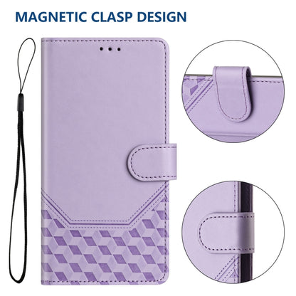 For OnePlus 12 5G Global Honeycomb Embossing RFID Leather Phone Case(Light Purple) - OnePlus Cases by buy2fix | Online Shopping UK | buy2fix