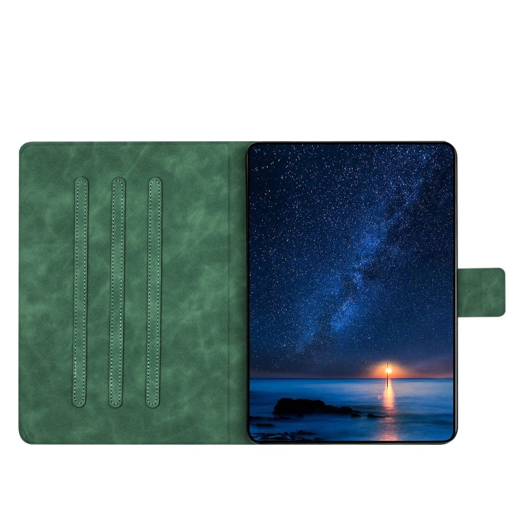 For iPad Air 11 2024 Embossed Couple Cat Smart Tablet Leather Case(Green) - iPad Air 11 2024 Cases by buy2fix | Online Shopping UK | buy2fix