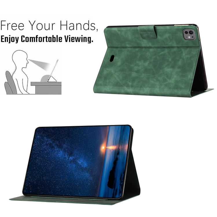 For iPad Pro 11 2024 Embossed Couple Cat Smart Tablet Leather Case(Green) - iPad Pro 11 2024 Cases by buy2fix | Online Shopping UK | buy2fix