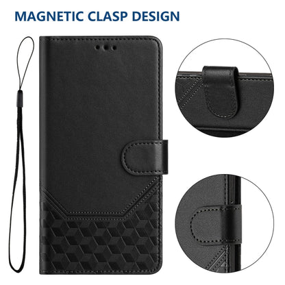 For Motorola Edge 5G 2024 Honeycomb Embossing RFID Leather Phone Case(Black) - Motorola Cases by buy2fix | Online Shopping UK | buy2fix