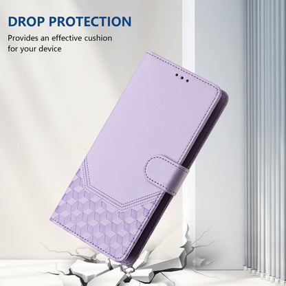 For Motorola Edge 5G 2024 Honeycomb Embossing RFID Leather Phone Case(Light Purple) - Motorola Cases by buy2fix | Online Shopping UK | buy2fix