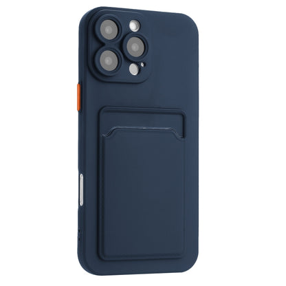 For iPhone 16 Pro Max Skin Feel Card Contrast Color Button TPU Phone Case(Dark Blue) - iPhone 16 Pro Max Cases by buy2fix | Online Shopping UK | buy2fix