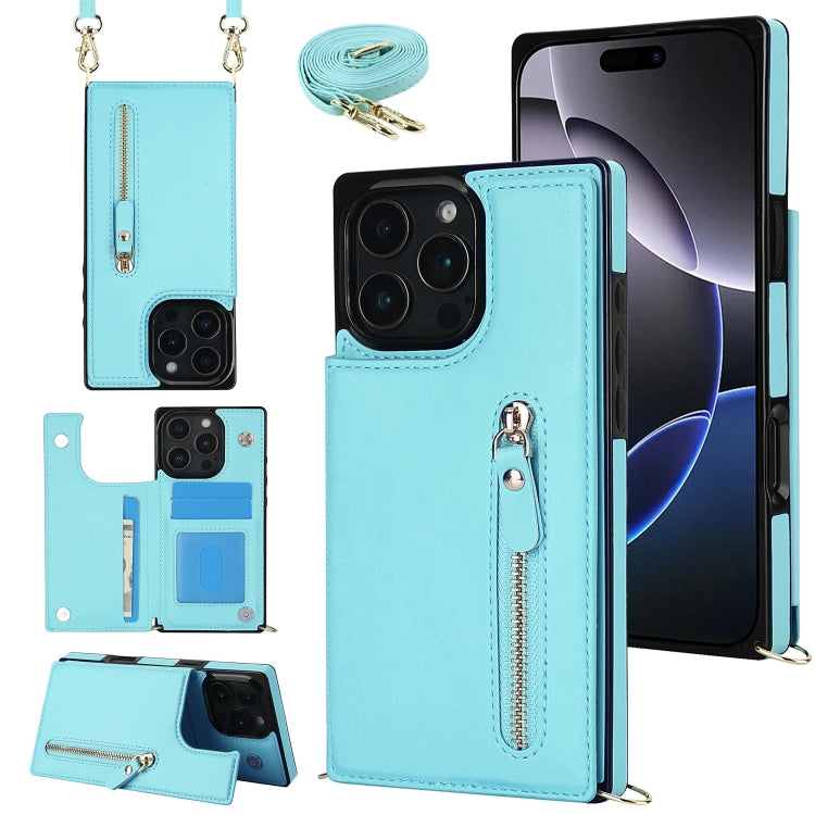 For iPhone 16 Pro Cross-body Zipper Square Phone Case(Green) - iPhone 16 Pro Cases by buy2fix | Online Shopping UK | buy2fix