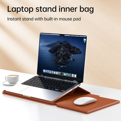 Multifunctional Laptop PU Magnetic Stand Split Liner Bag with Mouse Pad Function, Size:15 inch(Grey) - 15 inch by buy2fix | Online Shopping UK | buy2fix