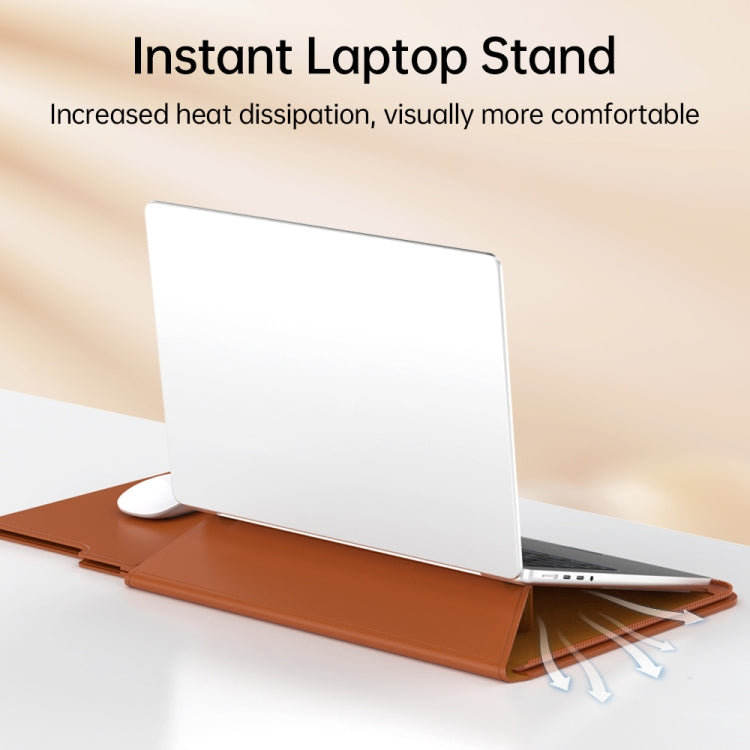 Multifunctional Laptop PU Magnetic Stand Split Liner Bag with Mouse Pad Function, Size:13-14 inch(Grey) - 13.3 inch by buy2fix | Online Shopping UK | buy2fix