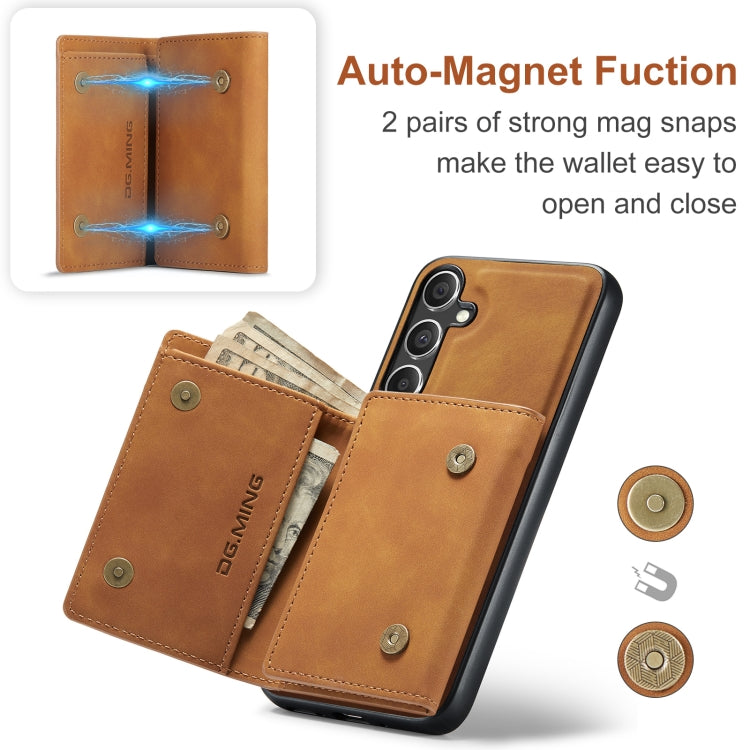 For Samsung Galaxy S24 FE 5G DG.MING M1 Series 3-Fold Multi Card Wallet + Magnetic Phone Case(Brown) - Galaxy S24 FE 5G Cases by DG.MING | Online Shopping UK | buy2fix