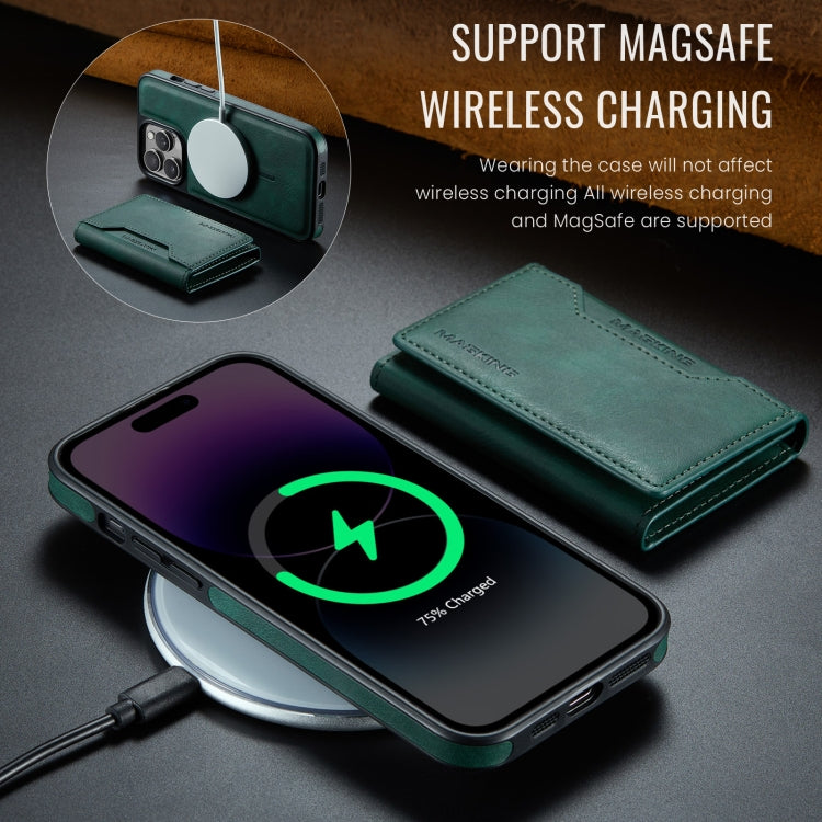 For iPhone 14 Pro Max DG.MING MAGKING-K2 Series MagSafe RFID Card Bag Detachable Phone Case(Green) - iPhone 14 Pro Max Cases by DG.MING | Online Shopping UK | buy2fix