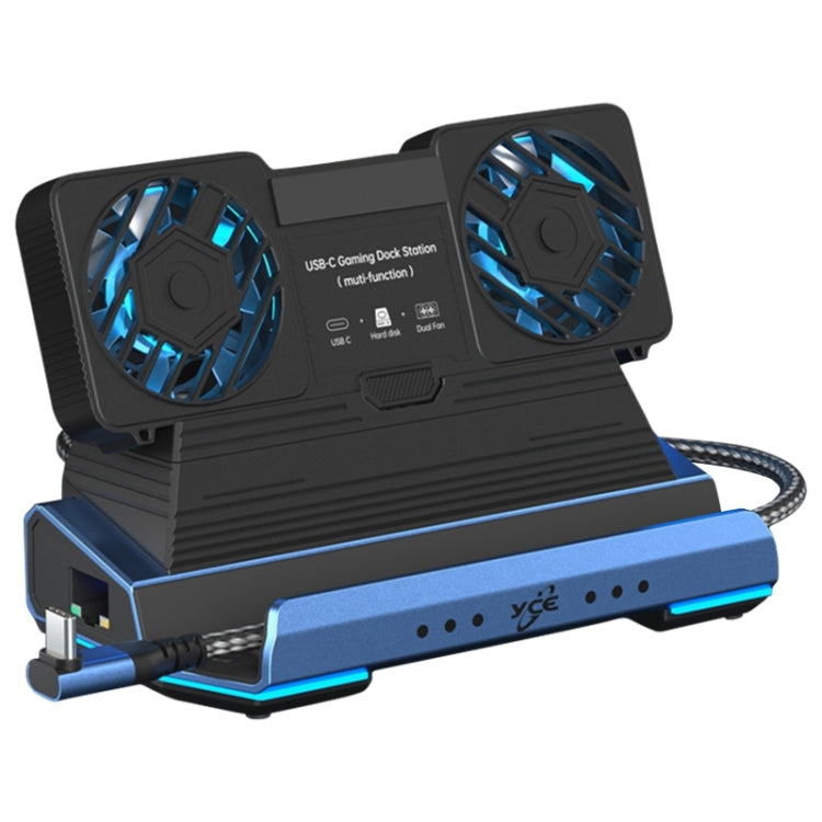 YCE-V279 10 in 1 USB-C Gaming Dock Station Hard Disk Enclosure with Detachable Fan(Blue Black) - Other Accessories by buy2fix | Online Shopping UK | buy2fix