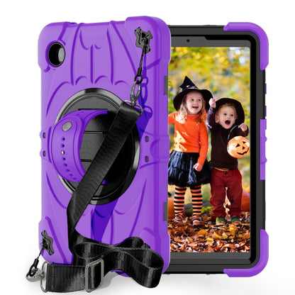 For Samsung Galaxy Tab A9 Bat Hand Grip Turntable Stand Tablet Case(Purple Black) - Galaxy Tab A9 by buy2fix | Online Shopping UK | buy2fix