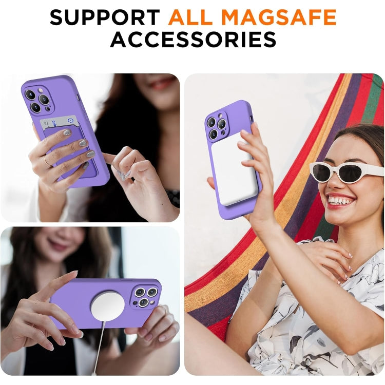 For iPhone 16 Pro Silicone Suction Cup MagSafe Phone Case with Screen Film(Purple) - iPhone 16 Pro Cases by buy2fix | Online Shopping UK | buy2fix