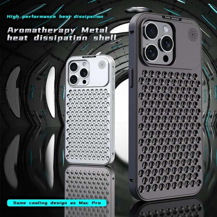 For iPhone 16 Plus R-JUST RJ58 Aromatherapy Metal Cooling Phone Case(Black) - iPhone 16 Plus Cases by R-JUST | Online Shopping UK | buy2fix