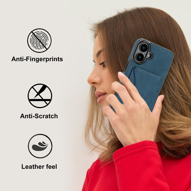 For iPhone 16 Plus Ultra-thin Shockproof Phone Protective Case with Holder(Blue) - iPhone 16 Plus Cases by buy2fix | Online Shopping UK | buy2fix