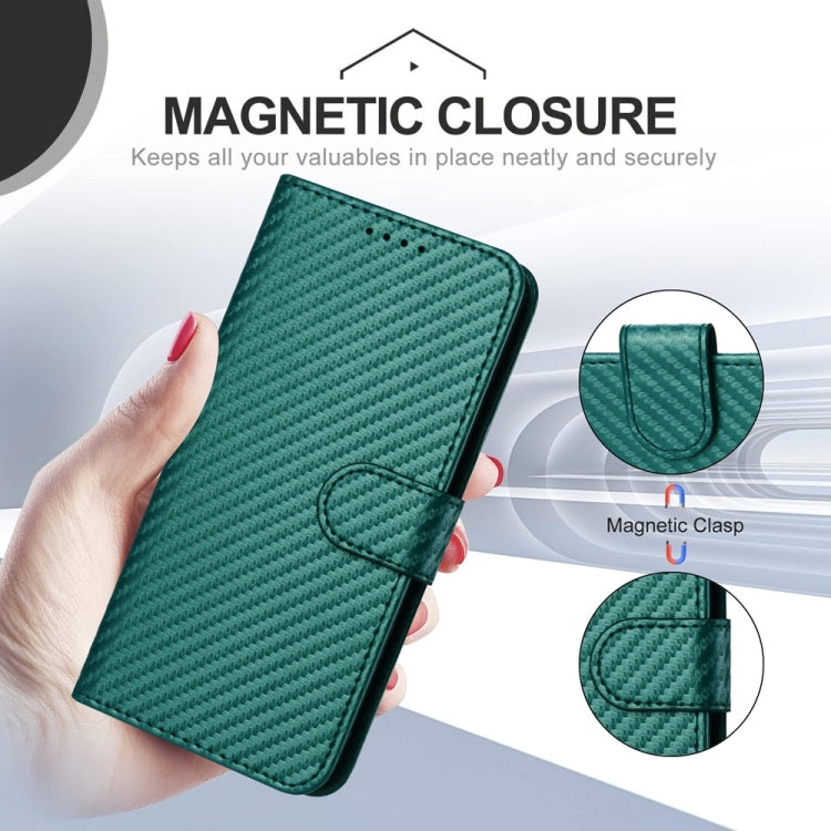 For Samsung Galaxy S25+ 5G YX0070 Carbon Fiber Buckle Leather Phone Case with Lanyard(Dark Green) - Galaxy S25+ 5G Cases by buy2fix | Online Shopping UK | buy2fix