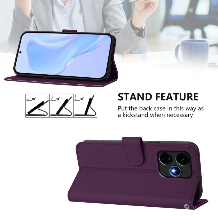 For Boost MobIle Celero 5G+ 2024 / 3+ 5G Skin Feel Solid Color Leather Phone Case with Lanyard(Violet) - More Brand by buy2fix | Online Shopping UK | buy2fix