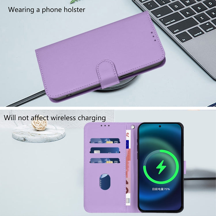 For Sony Xperia 1 VI 2024 Skin Feel Solid Color Leather Phone Case with Lanyard(Lavender Purple) - Sony Cases by buy2fix | Online Shopping UK | buy2fix