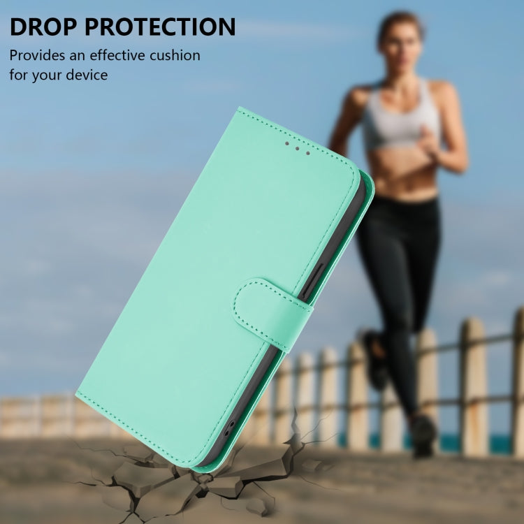 For iPhone 16 Skin Feel Solid Color Leather Phone Case with Lanyard(Mint Green) - iPhone 16 Cases by buy2fix | Online Shopping UK | buy2fix