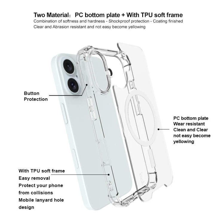 For iPhone 16 IMAK Space Shield PC + TPU Airbag Shockproof MagSafe Phone Case(Transparent) - iPhone 16 Cases by imak | Online Shopping UK | buy2fix