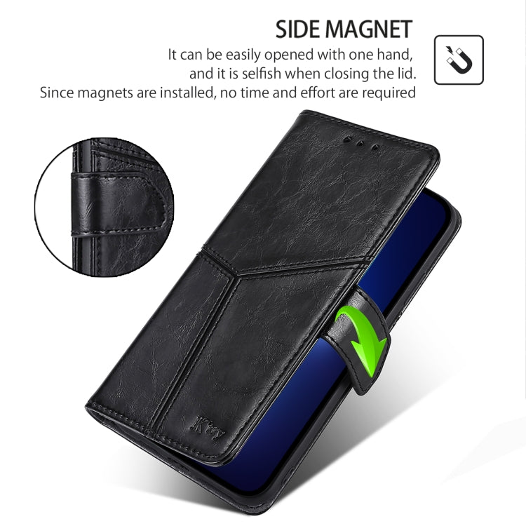 For iPhone 16 Geometric Stitching Leather Phone Case(Black) - iPhone 16 Cases by buy2fix | Online Shopping UK | buy2fix