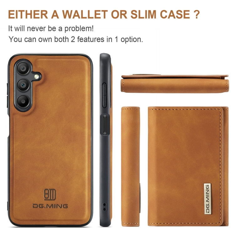 For Samsung Galaxy A16 5G DG.MING M1 Series 3-Fold Multi Card Wallet + Magnetic Phone Case(Brown) - Galaxy Phone Cases by DG.MING | Online Shopping UK | buy2fix